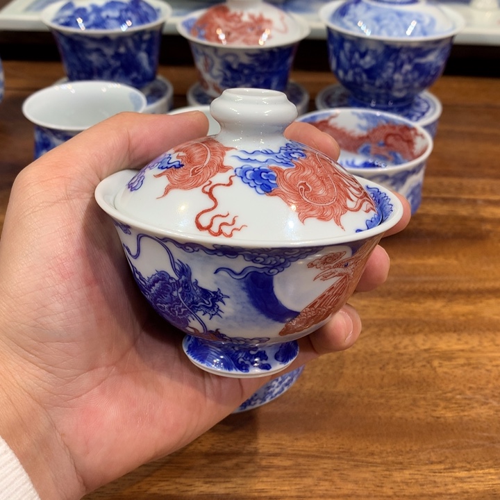 自成堂柴窑 青花釉里红