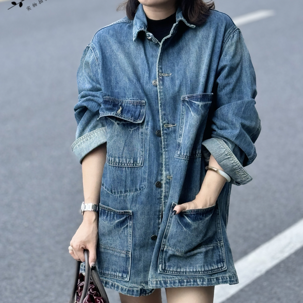 【友友家】小众设计慵懒又高级复古牛仔外套宽松春秋长袖水洗