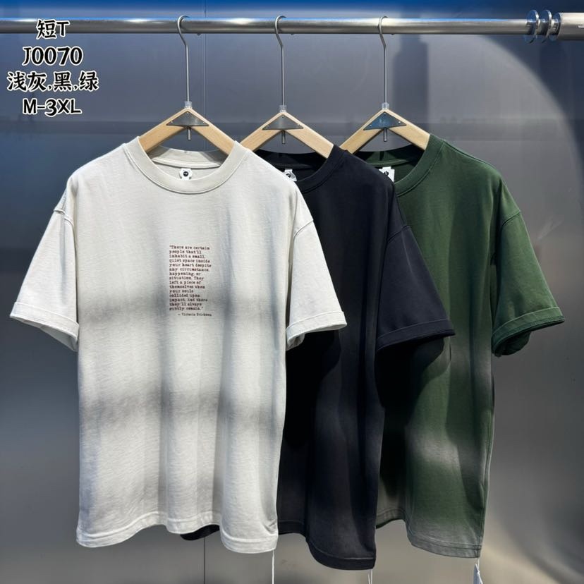 DJ【J0070重磅水洗扎染夏季短袖】户外复古休闲时尚百搭宽松