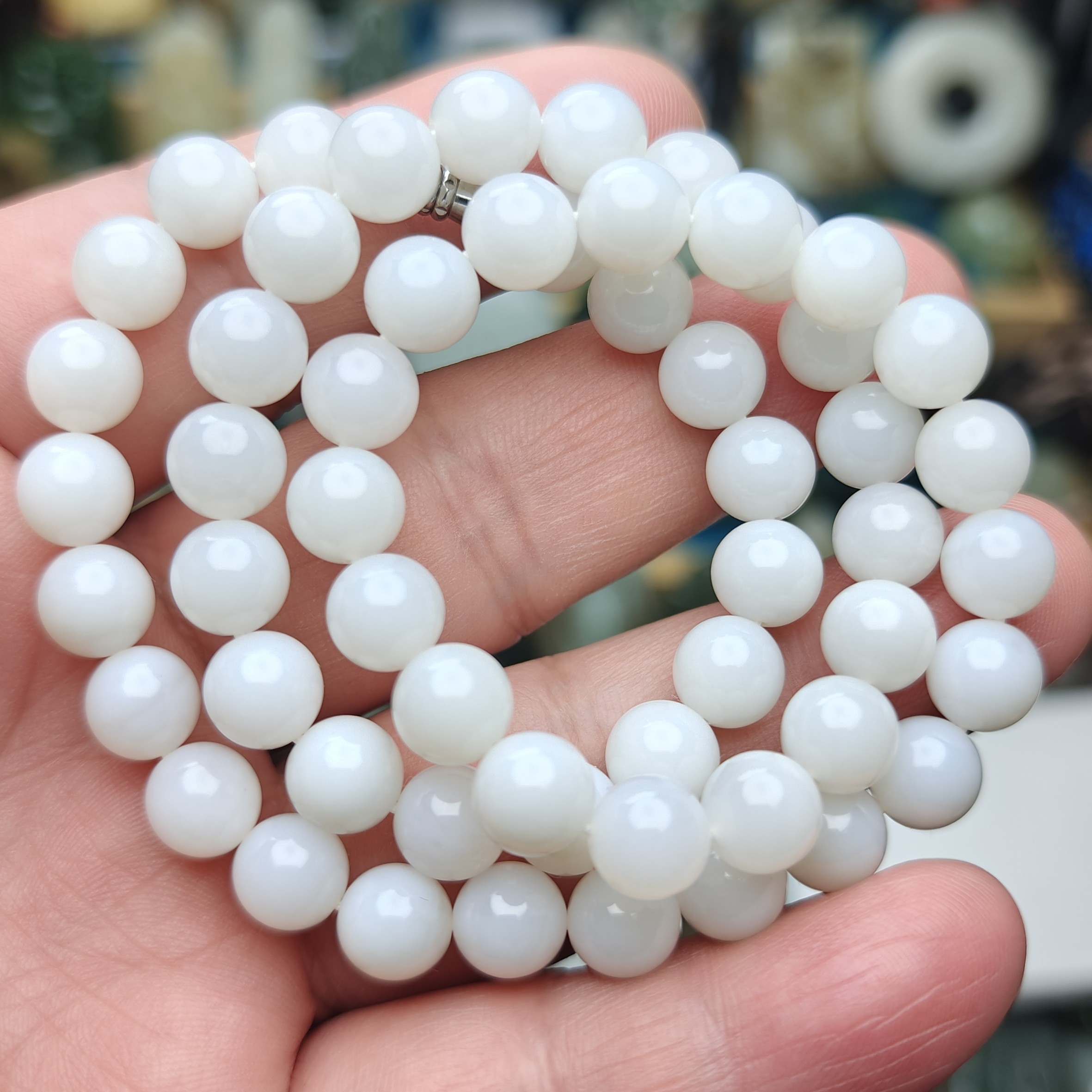 和田玉白玉项链卡7-8mm鸡骨白（瓷白）单圈和田玉项链(多样性发货)