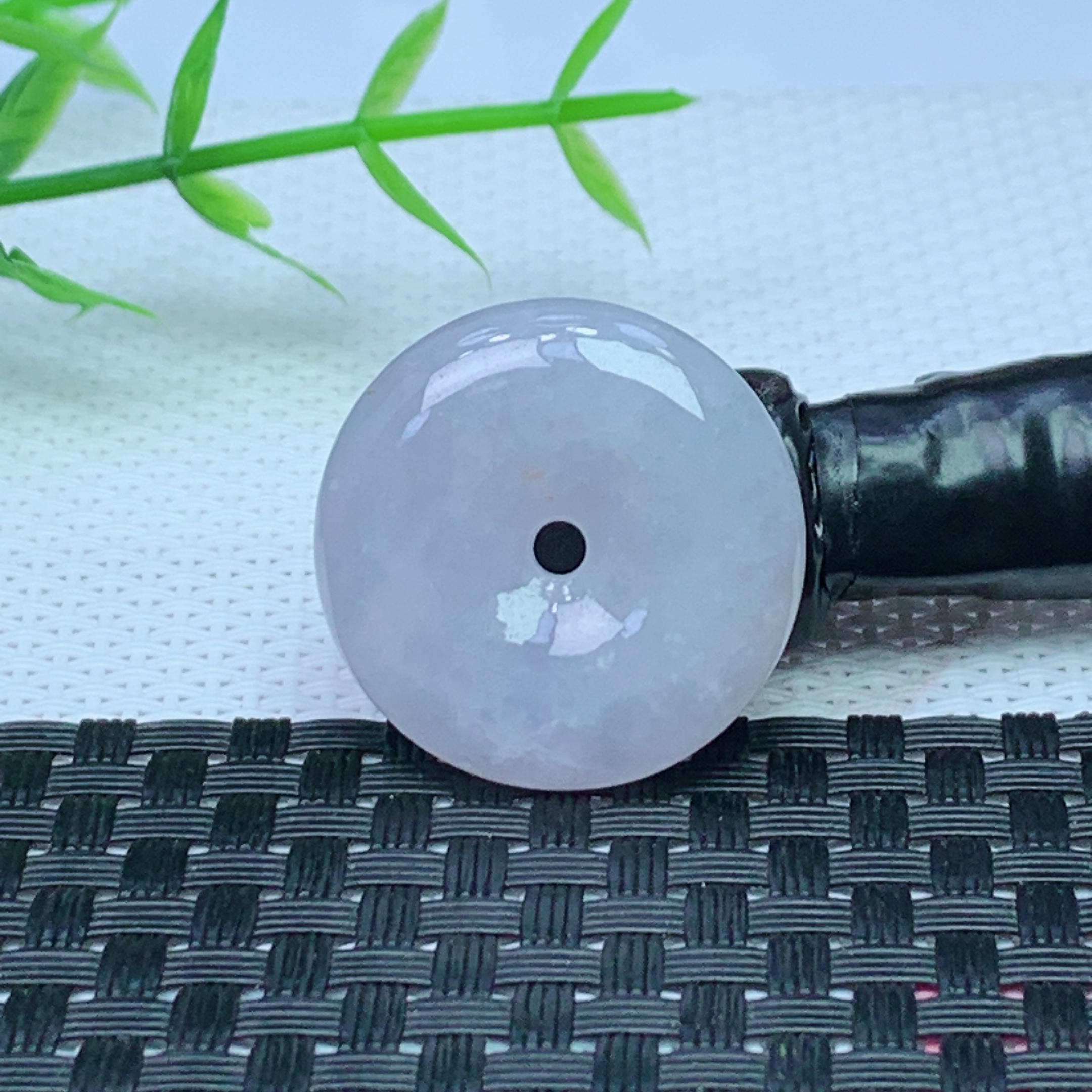 缅甸天然A货翡翠 浅紫平安扣吊坠 尺寸；26*6.5mm