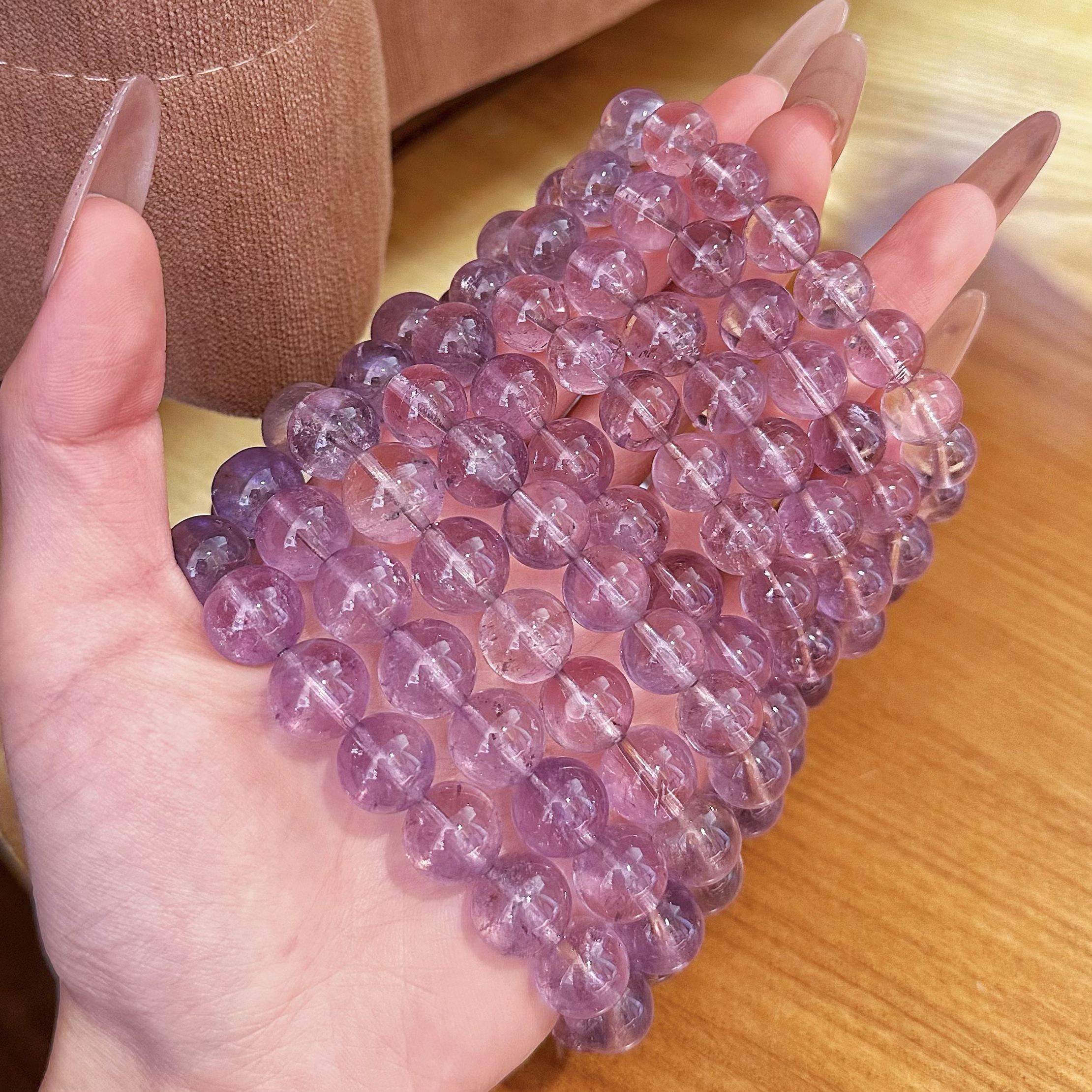 【紫阿赛】微爆冰裂感天然紫水晶紫阿赛水晶手串素圈高级百搭