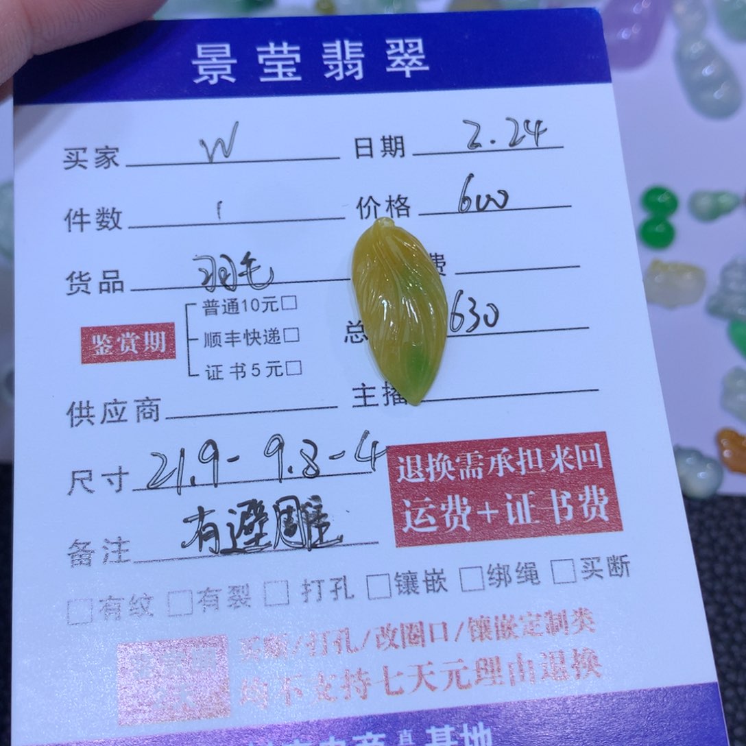 翡翠颈饰未镶嵌W*.翡翠羽毛