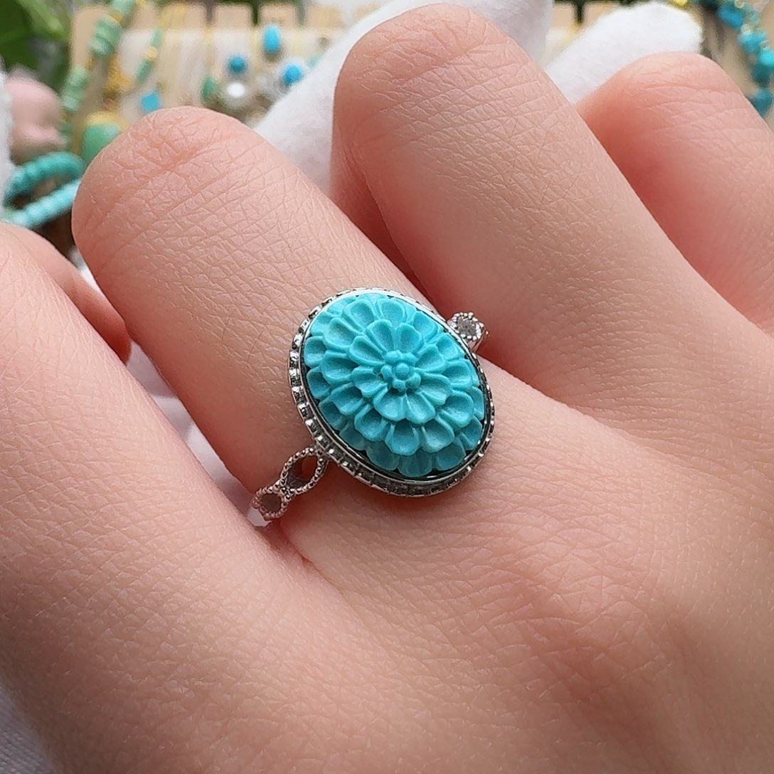 绿松石珠宝奇石银S925镶嵌