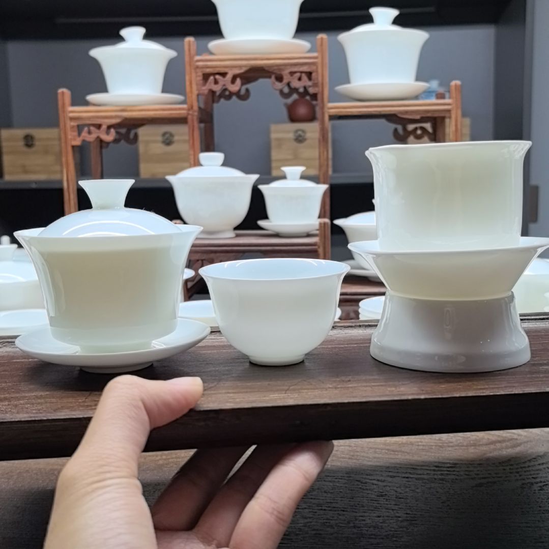 烟***舟110马蹄盖碗+鸡心杯+160公道杯一套