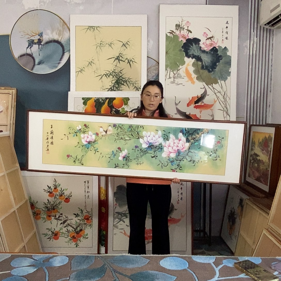 国画手写手绘带框包邮国画作品47✖️162