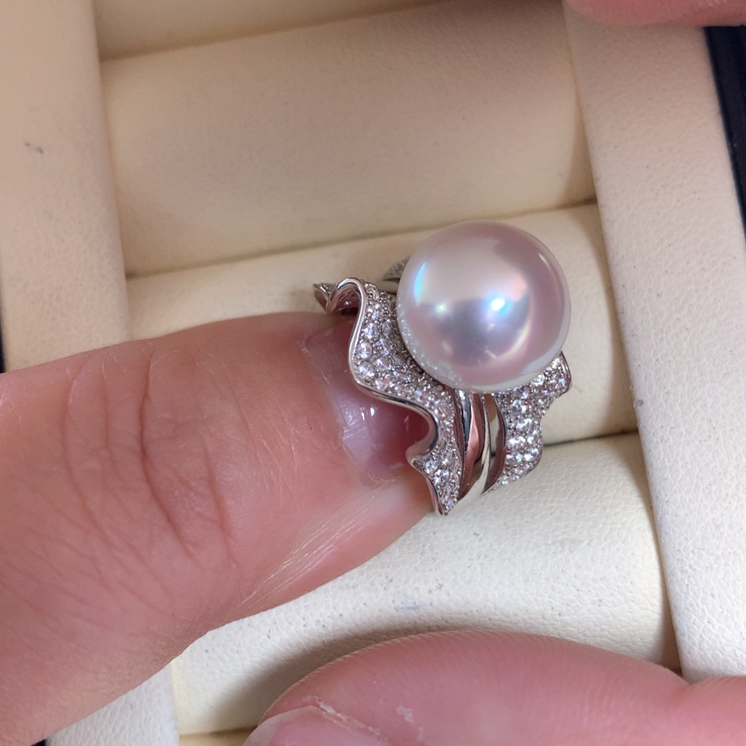 海水珍珠戒指银S925镶嵌