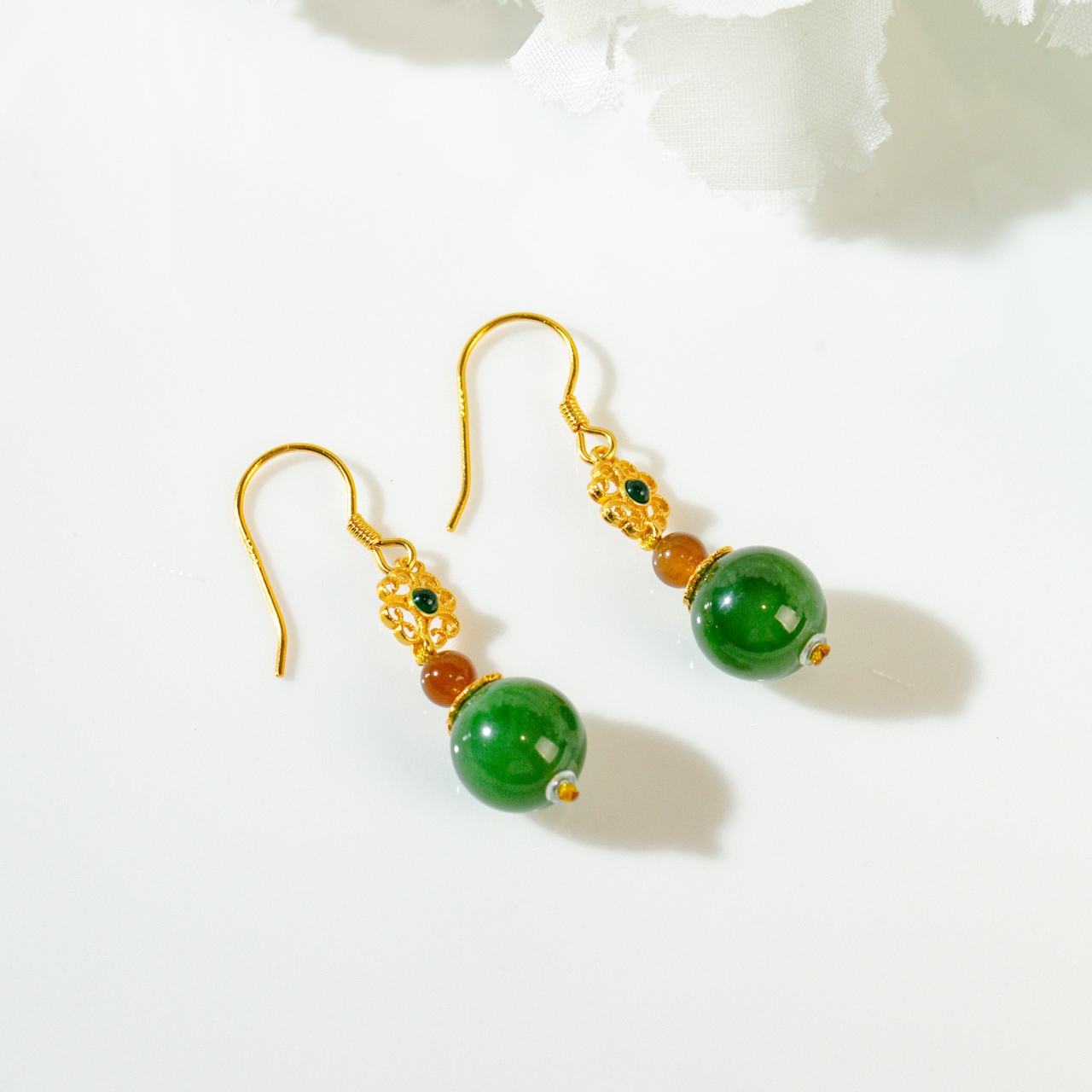 美伢【云柳】和田玉耳环QT25EH06002