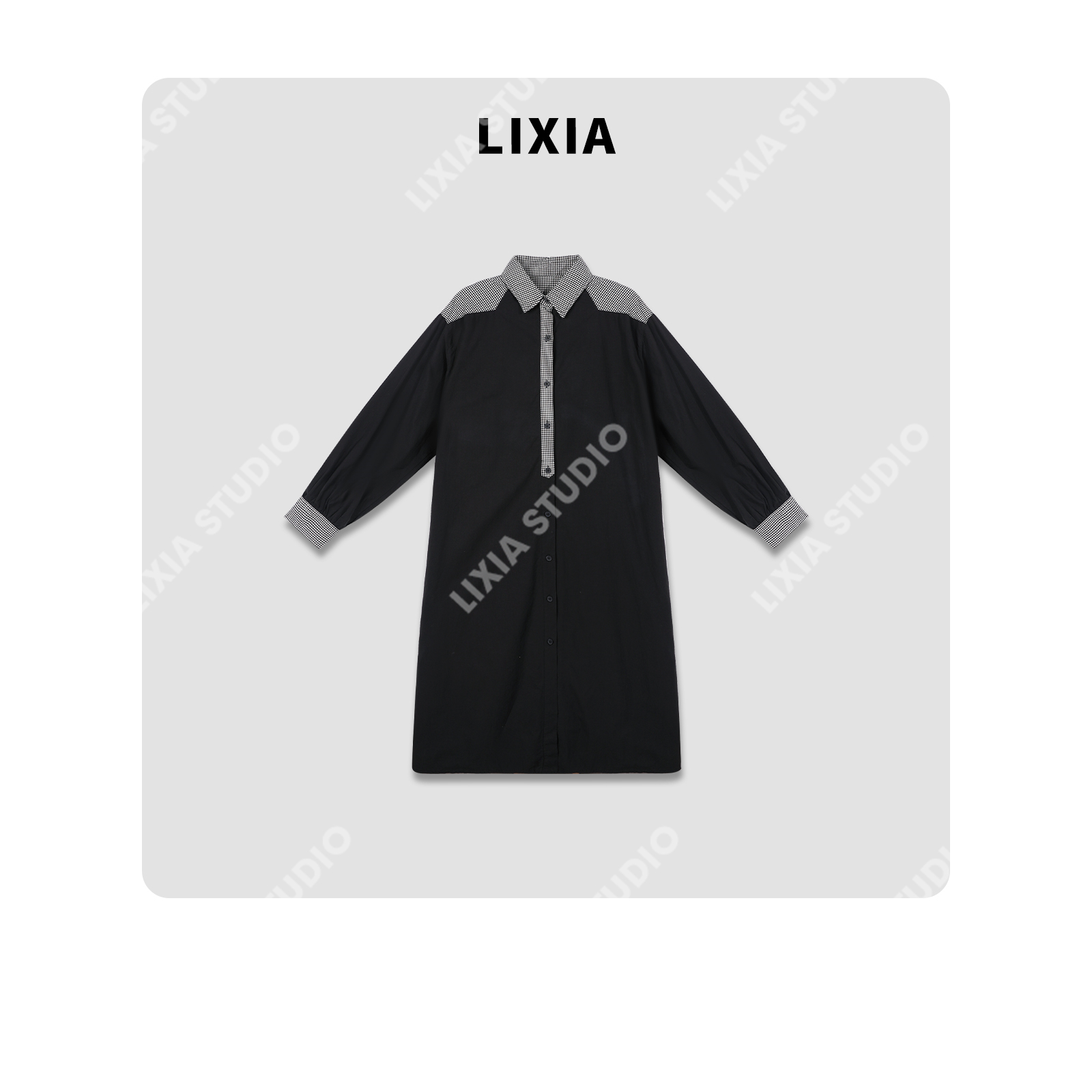 LIXIA时尚潮流撞色中长翻领外套-D8658