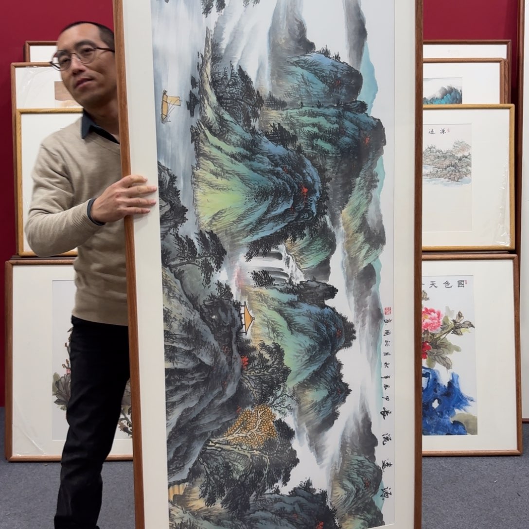 国画带框绘画210/80尺寸