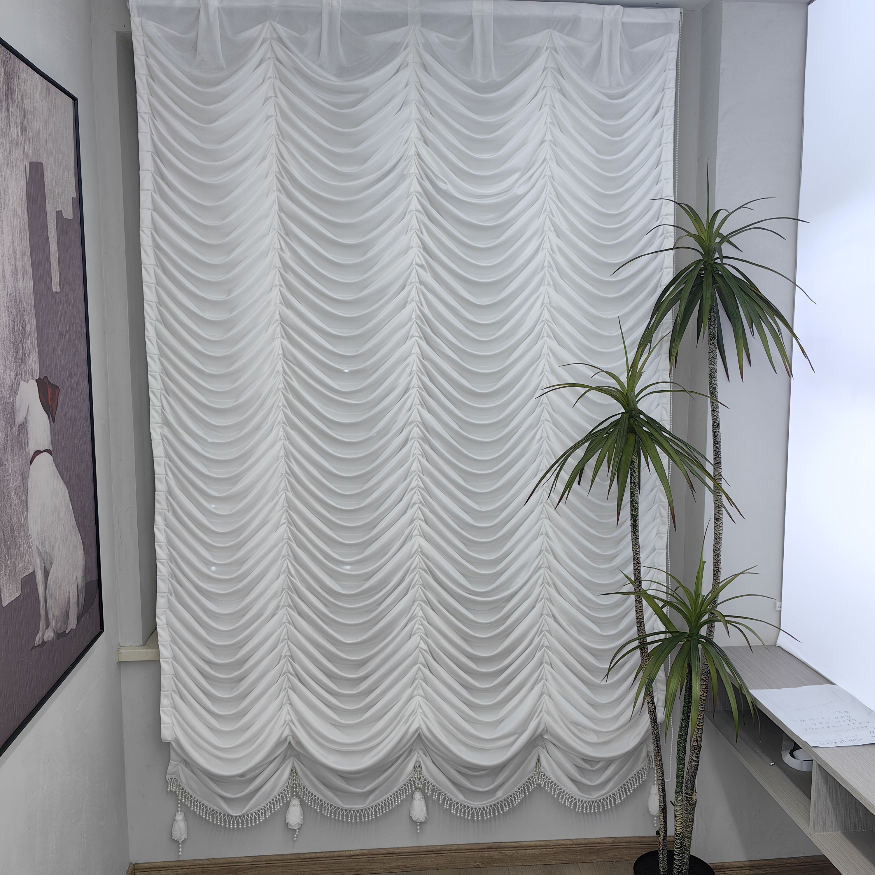 义格水波垂褶小众网红法式高级适合别墅高窗酒店奥地利罗马帘