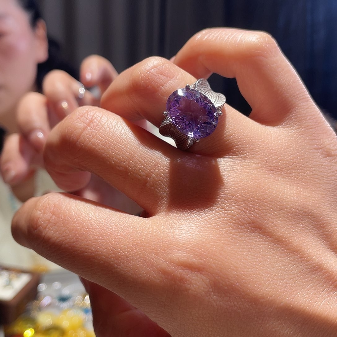 戒指紫晶银S925镶嵌大气款