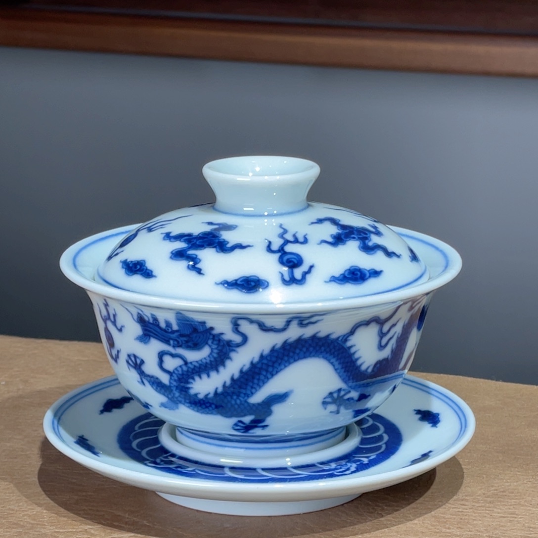 杯浣溪龙窑大拍龙纹系列盖碗