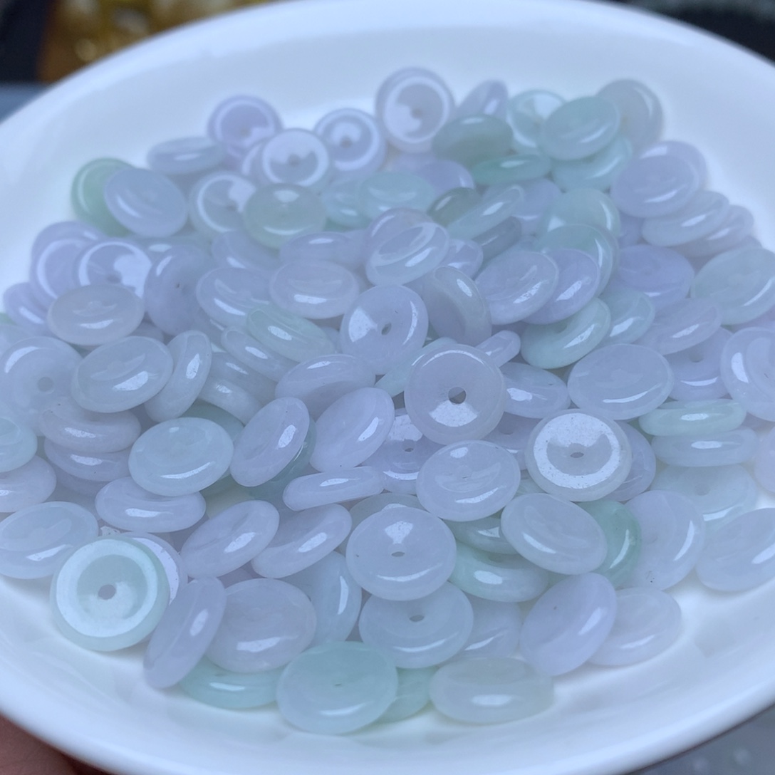 【闪购商品】翡翠手链未镶嵌卡9冰淡紫平安扣30个