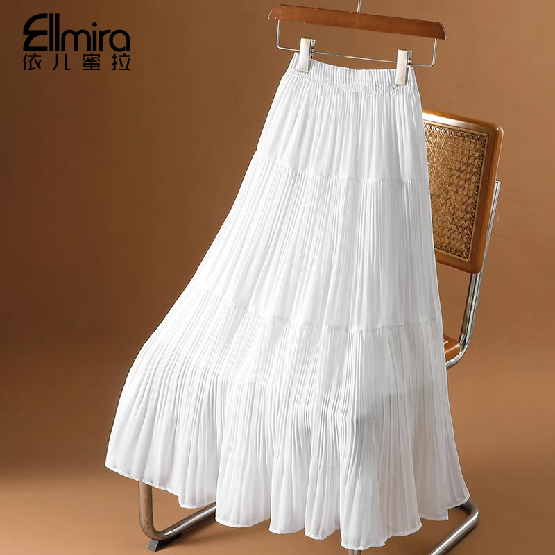 9126女童半身裙夏季压皱雪纺儿童长款2025款洋气女孩学生大童超仙