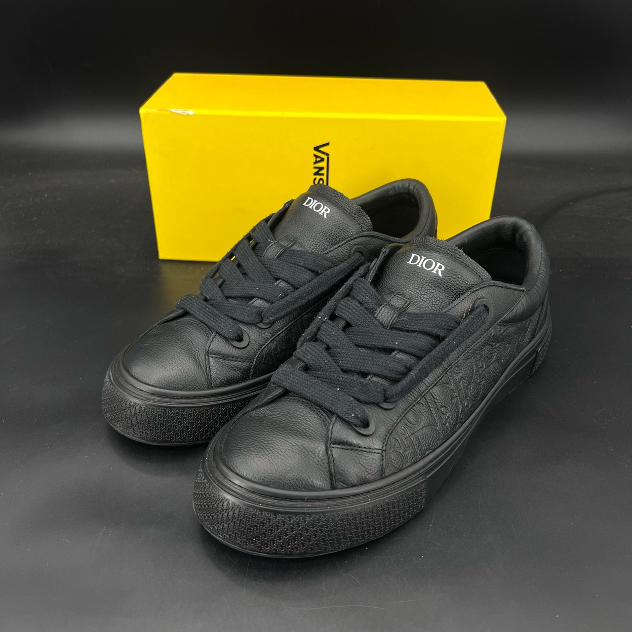 90新 DIOR/迪奥 码数46 Dior鞋 b33 黑压纹 浮雕 原盒配件