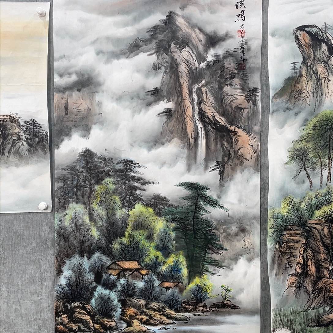 国画檀*绘画作者庞林画心