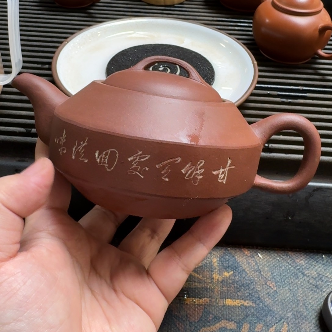 紫砂茶杯小*腿二道刻60汉君壶