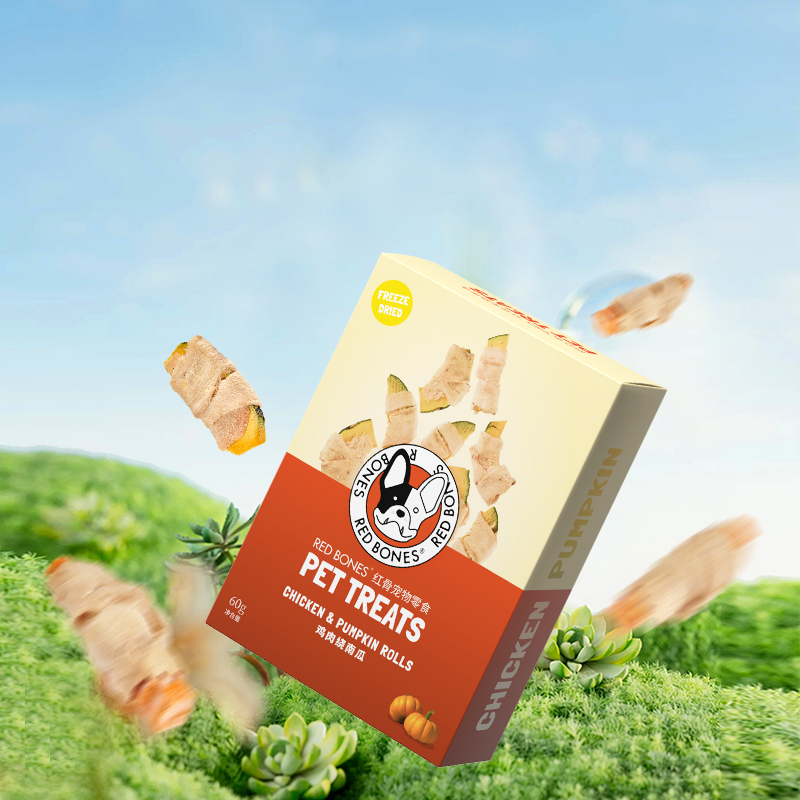 RedBones冻干鸡肉南瓜卷狗狗零食酥脆鲜香易吸收训练奖励