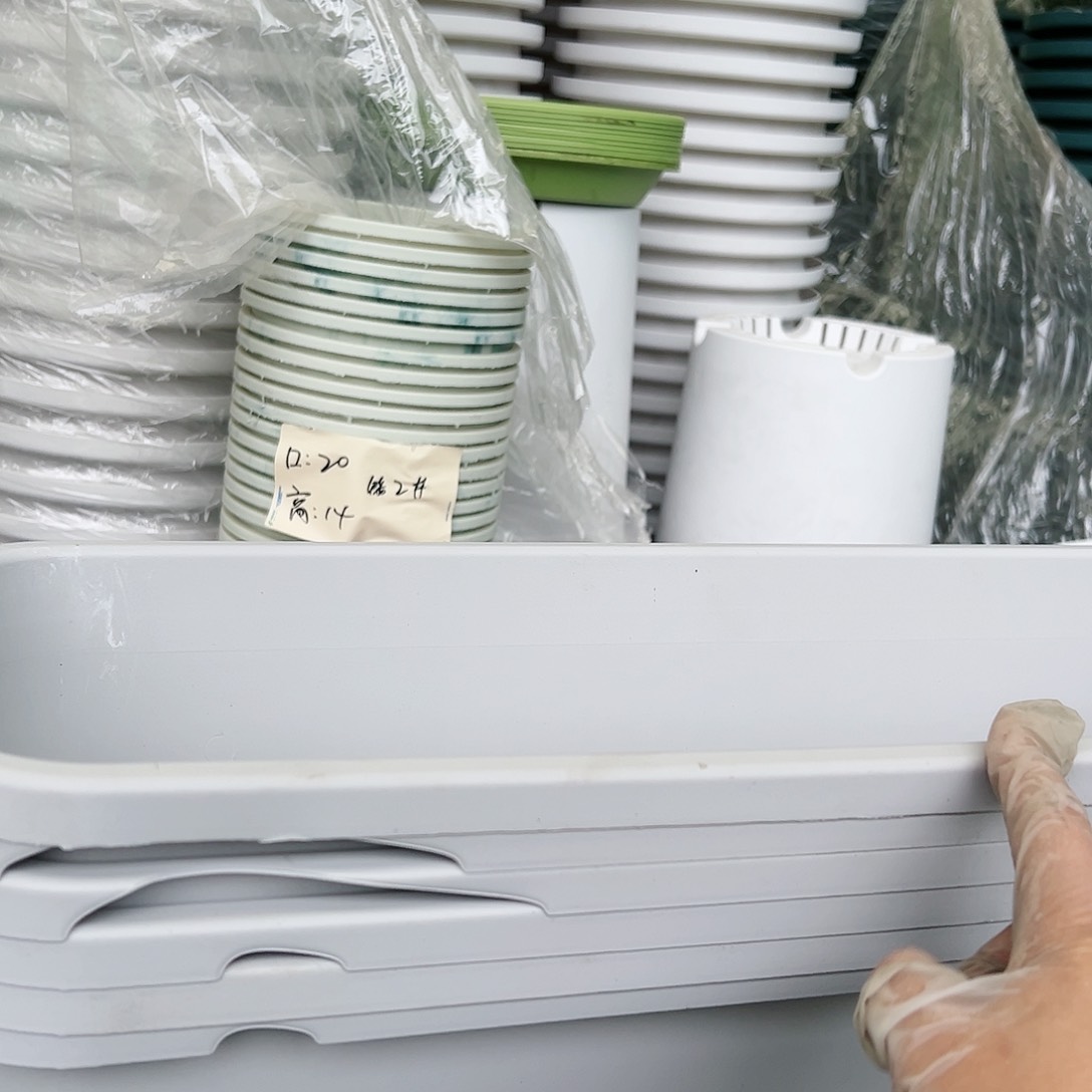 树脂瑕疵菜盆55口灰白6个无托