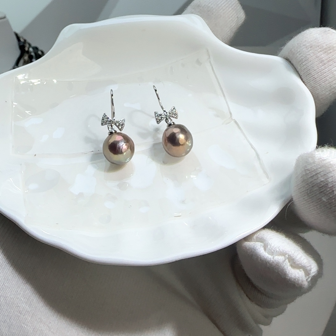 淡水珍珠银S925镶嵌耳饰