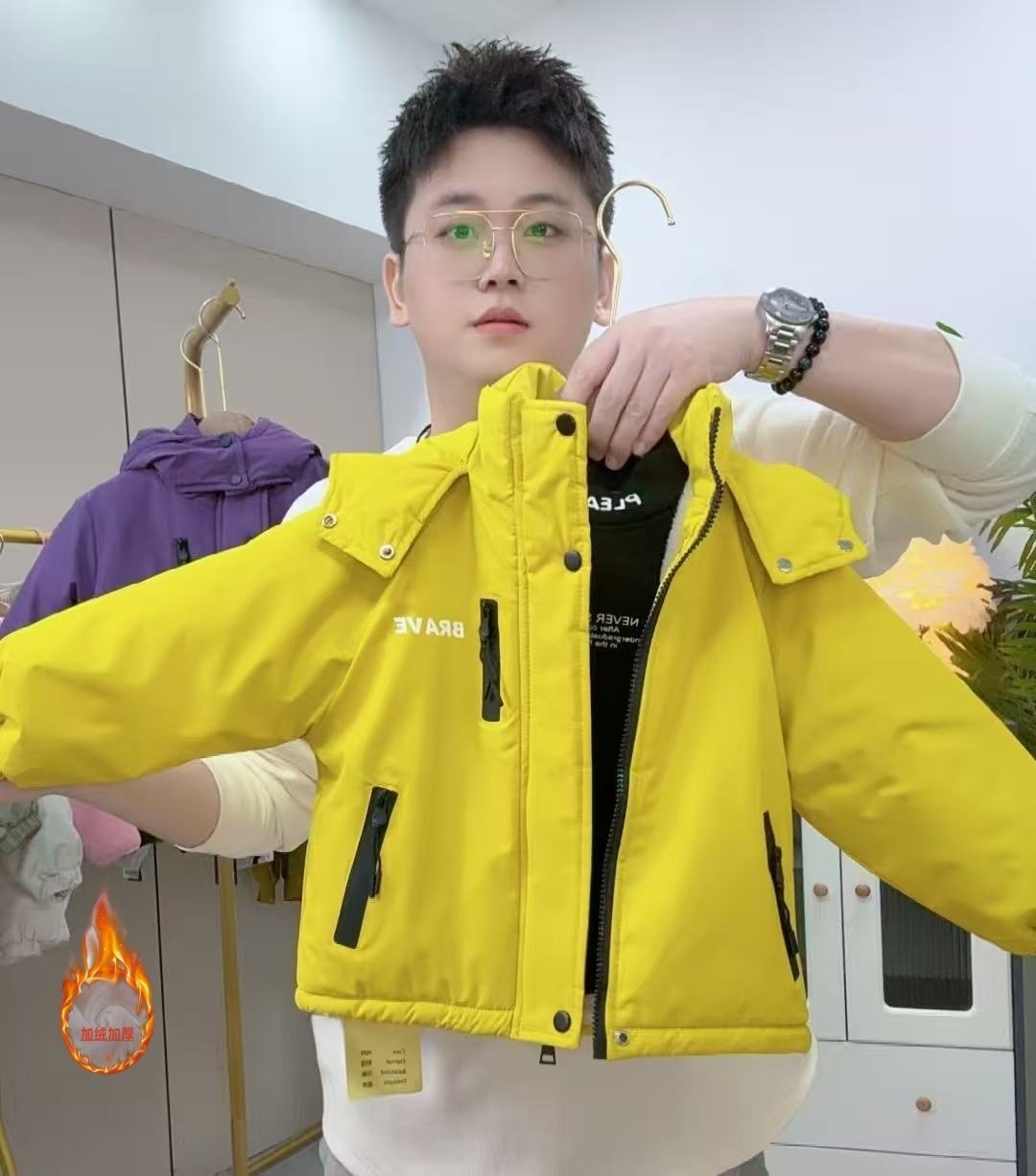男童加绒加厚棉衣外套冬装2025新款儿童棉袄男孩棉服冬季