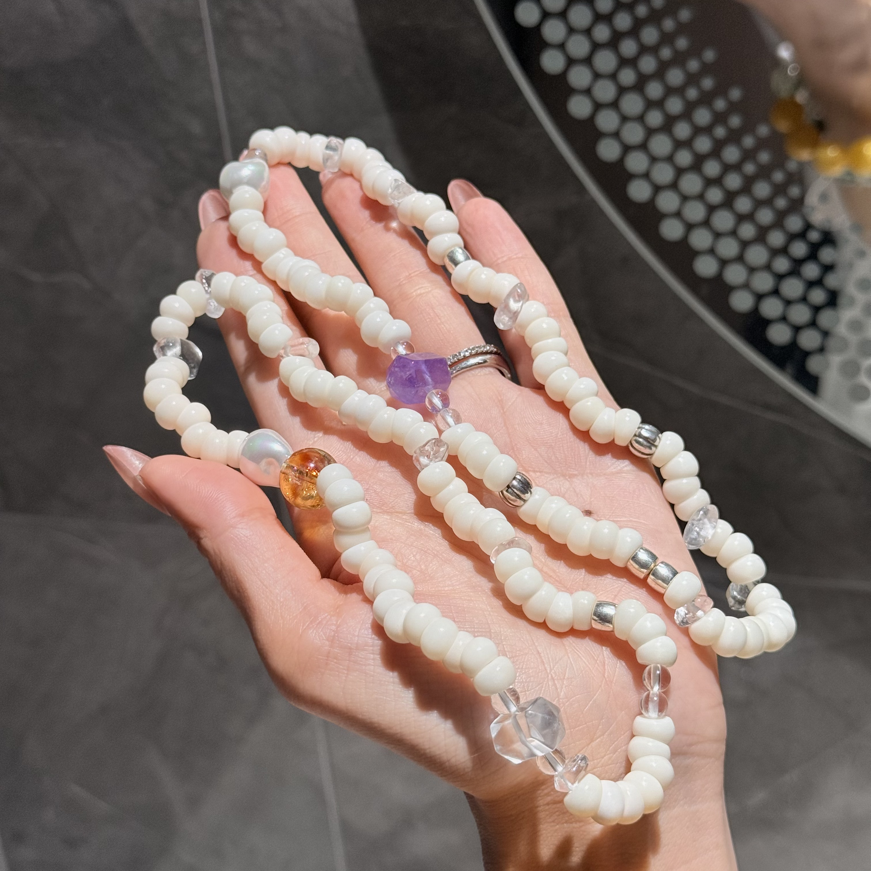 【驼骨手串】7mm小肠搭配晶水配饰
