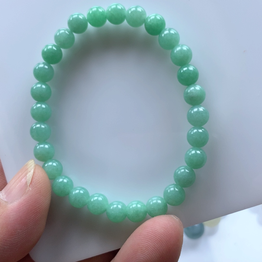 翡翠手串未镶嵌用**悦缅甸天然翡翠手串6.5卡