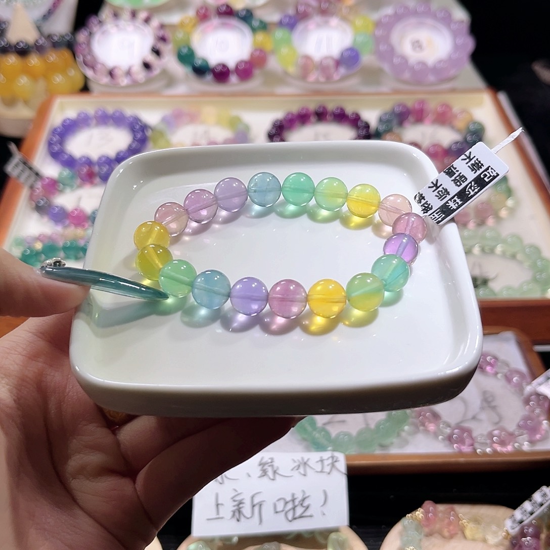 未镶嵌手链萤石荧光马卡龙
