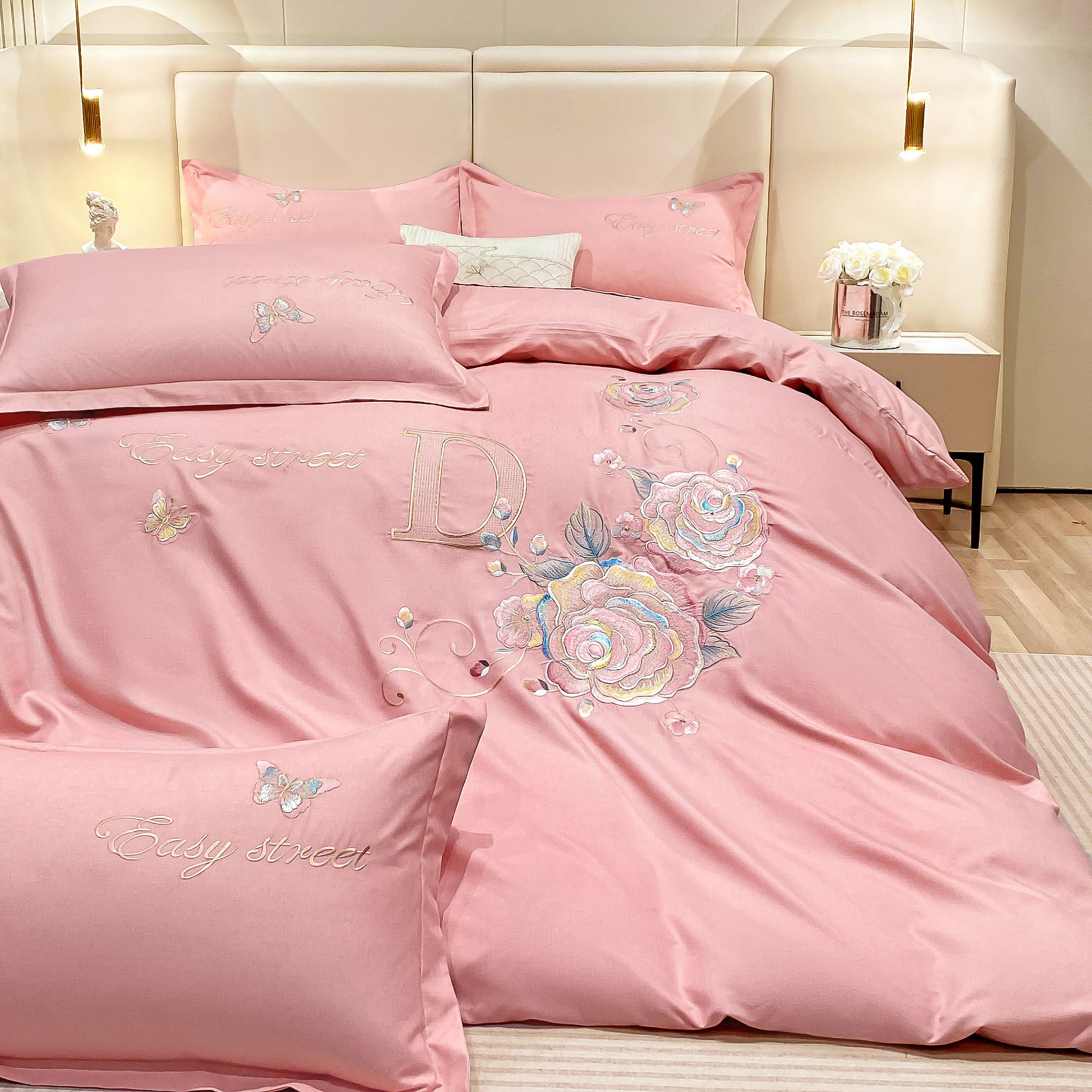 【张董甄选】定制款轻奢立体刺绣吊边四件套花间集-张董-TW