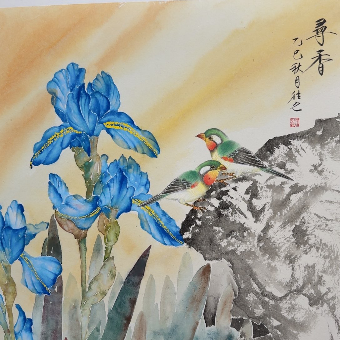 国画纯手绘山水花鸟作品