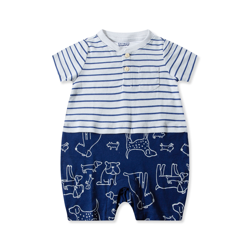 男女宝套头短袖连体服爬服