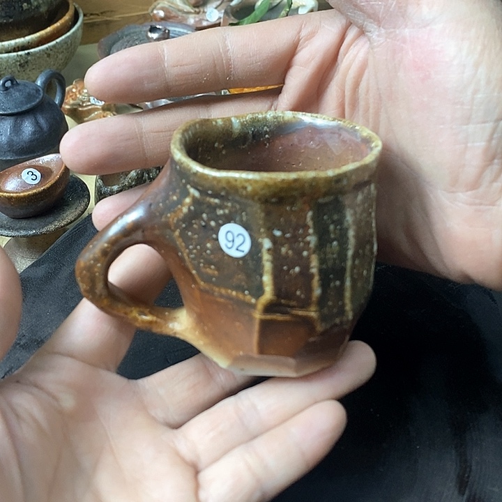 杯手工粗陶、柴烧茶器