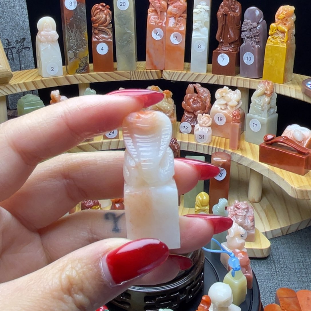 寿山石印石蛇蛇印章