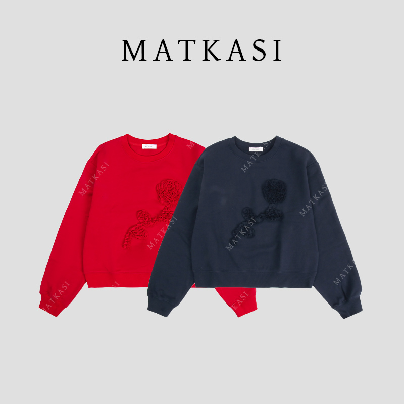 MATKASI 设计感时尚气质休闲日常通勤百搭潮流玫瑰花卫衣女