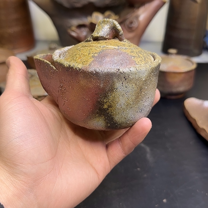 备前烧作品日幡光显人宝瓶盖子掉皮