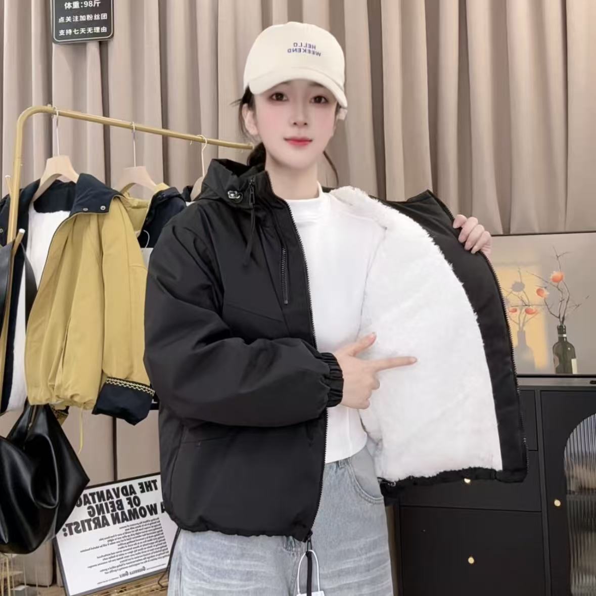 加绒加厚棉服女秋冬季外套运动2025新款爆款洋气夹克女棉服上衣