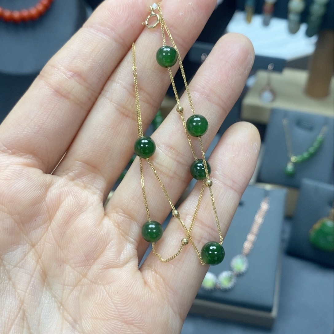 和田玉手链18K金镶嵌Cs