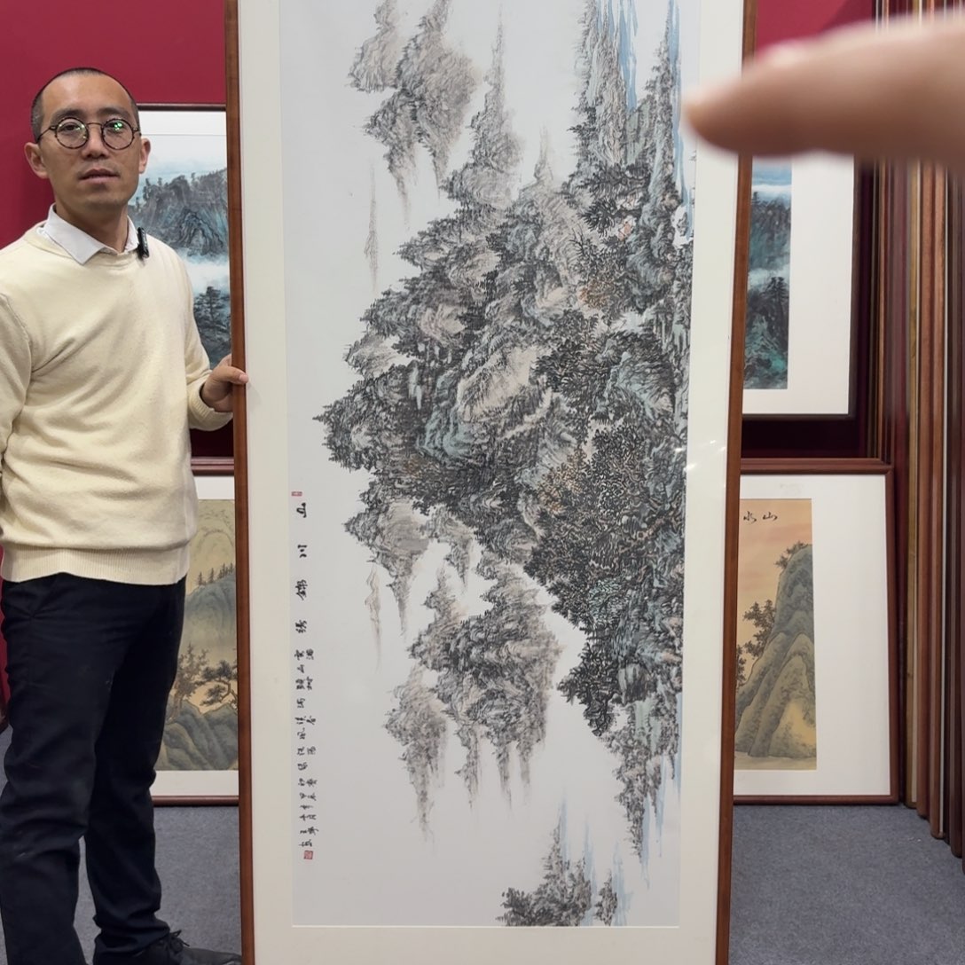 国画带框绘画210/80尺寸