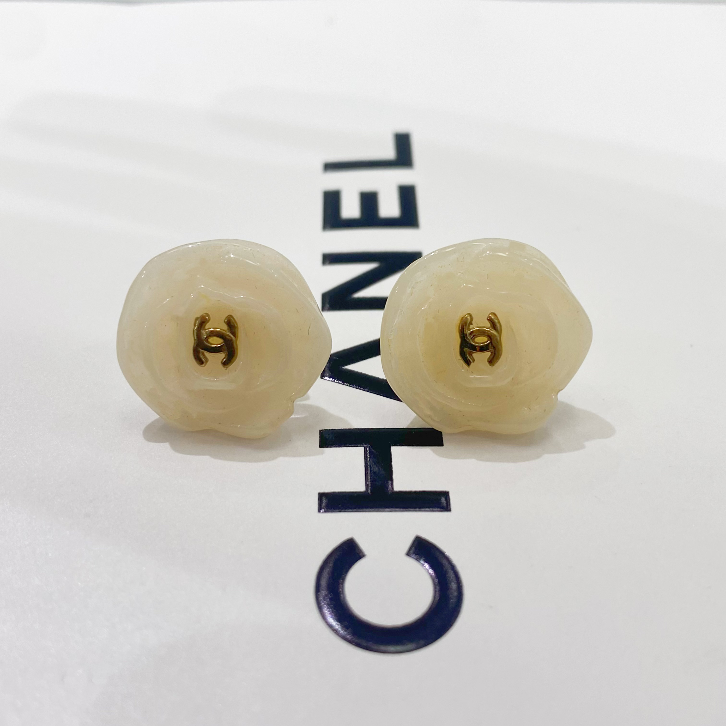 95新 Chanel/香奈儿 Chanel vintage香奈儿中古山茶花耳钉