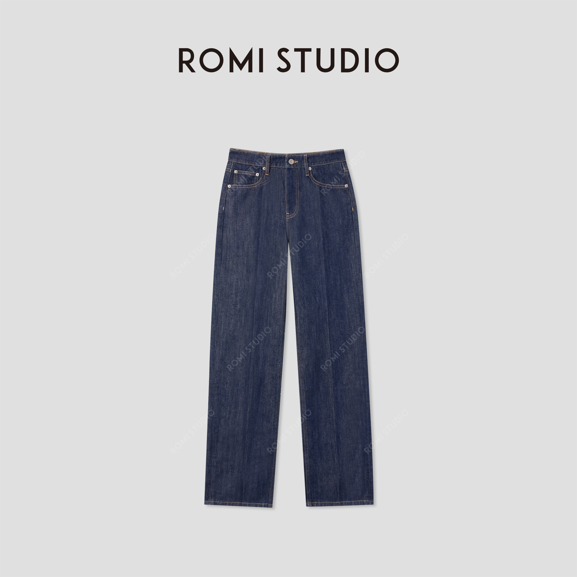 ROMI STUDIO“线条牛仔”原生环保洗水立体中烫线牛仔裤RWCSXA4619