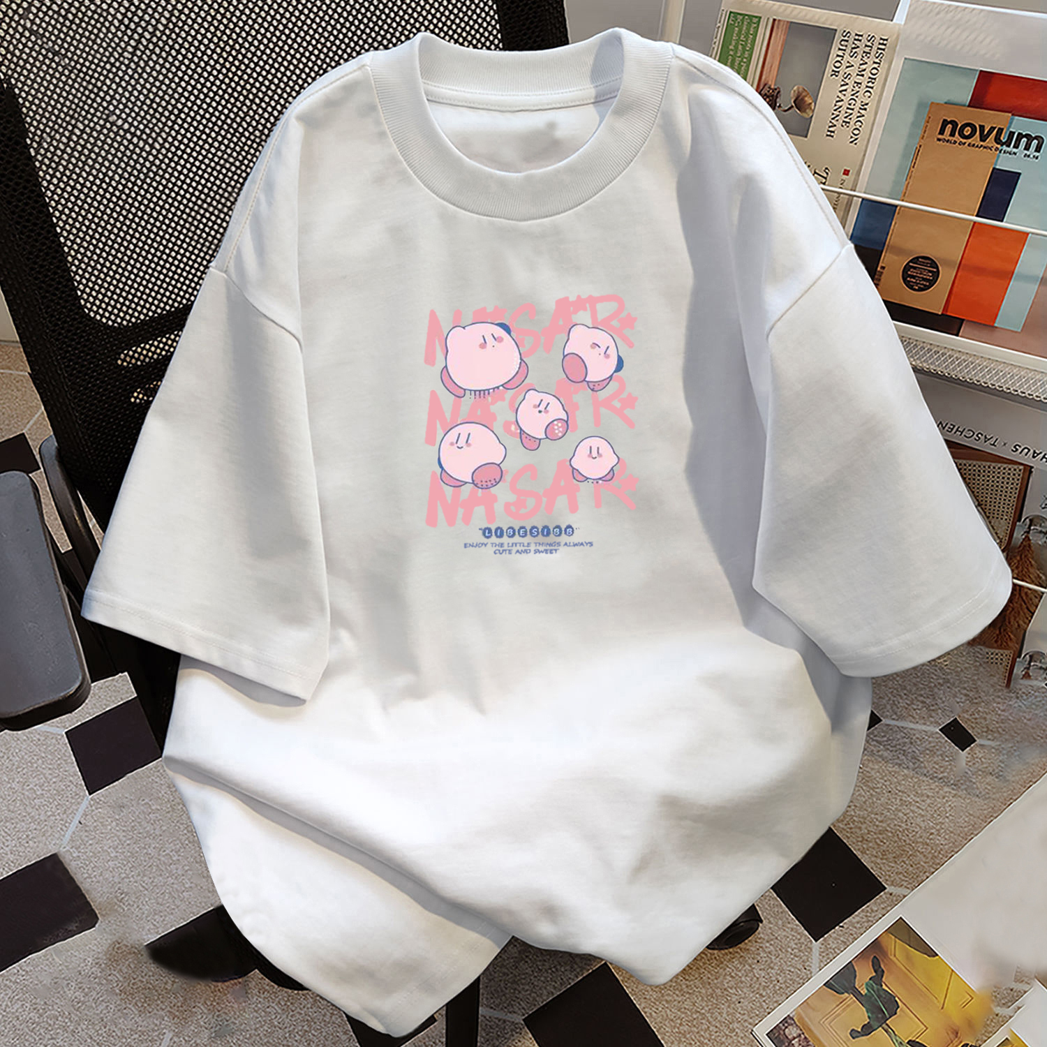 星之卡比短袖t恤女美式潮牌2025年新款夏季宽松趣味印花纯棉上衣