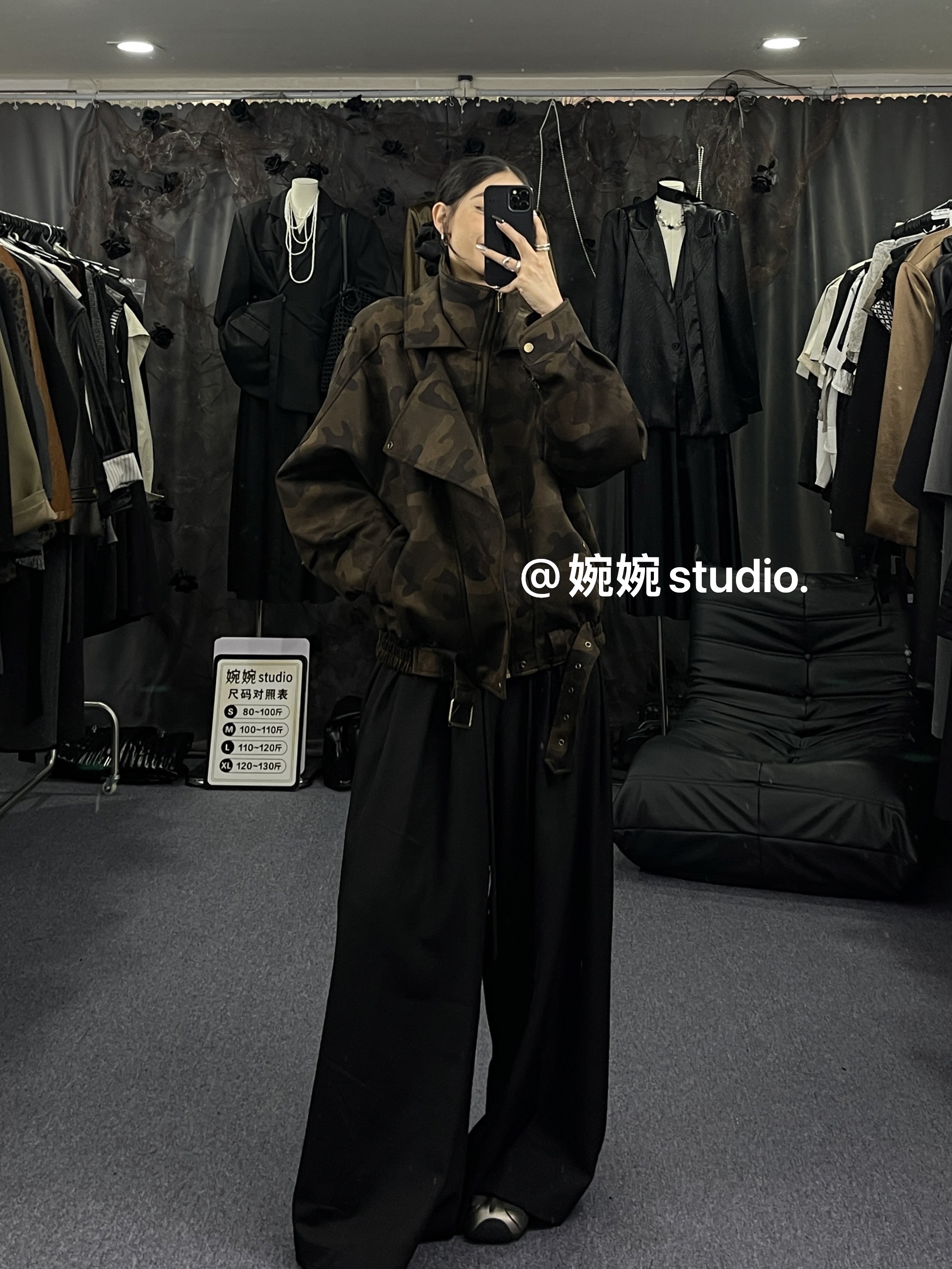 【婉婉studio】新款迷彩长袖翻领设计感外套宽松显瘦休闲气质百搭女