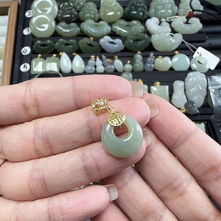 和田玉银S925镶嵌吊坠(不含链)