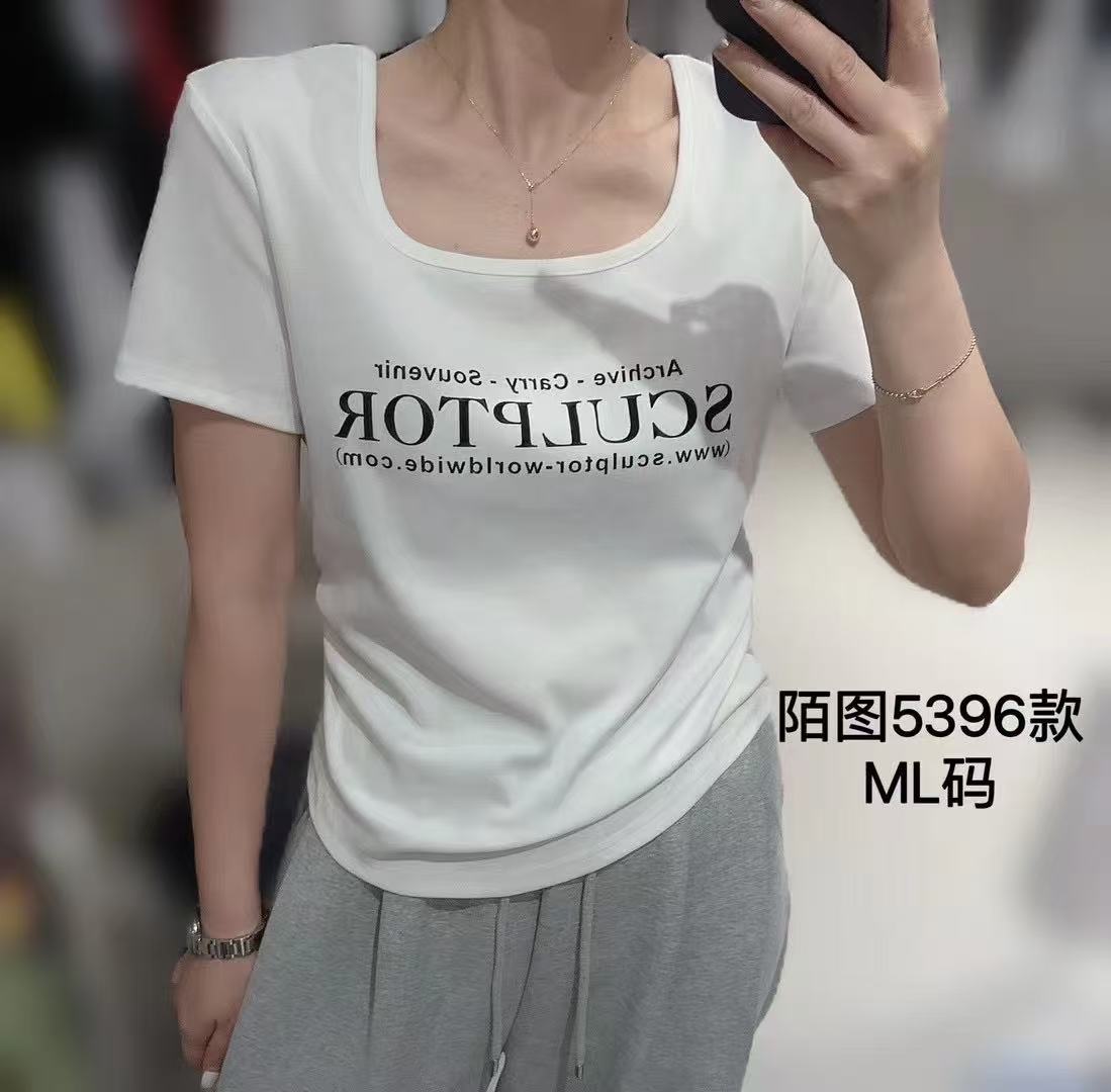 小孟~陌图显瘦印花字母圆领T恤5396