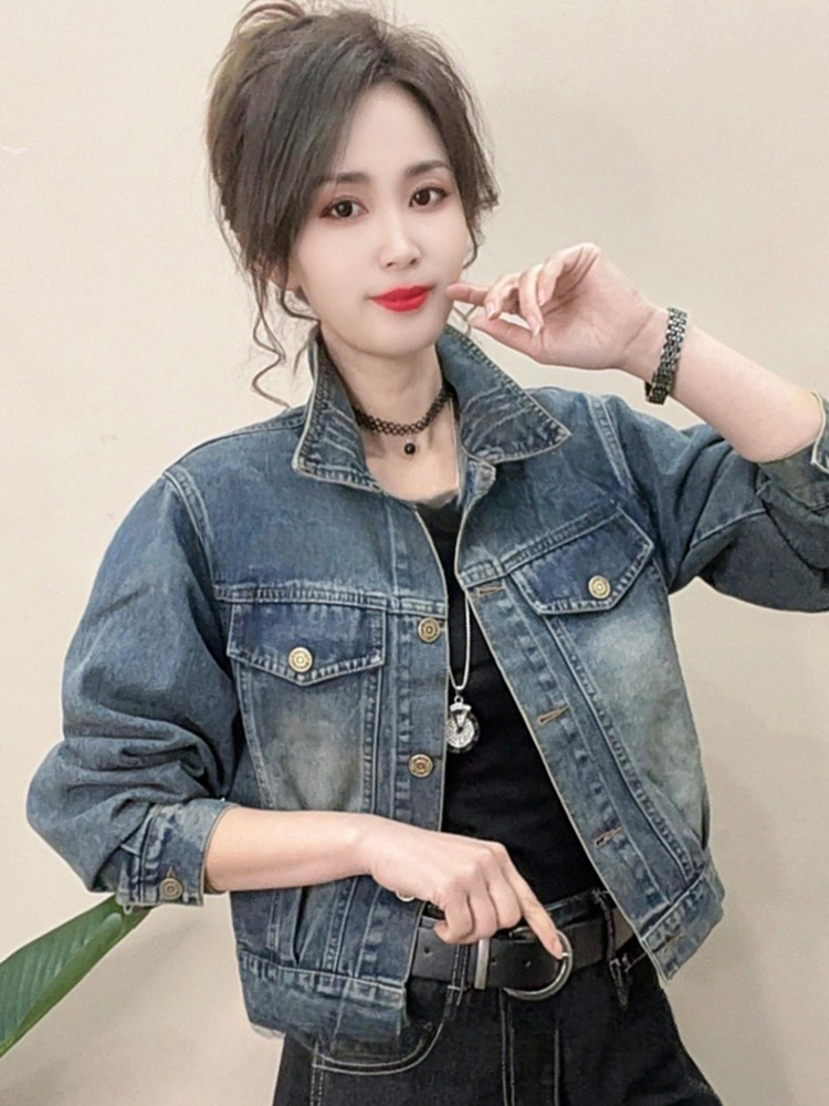 复古时尚牛仔短款外套女2025春季新款爆款休闲宽松夹克小个子上衣
