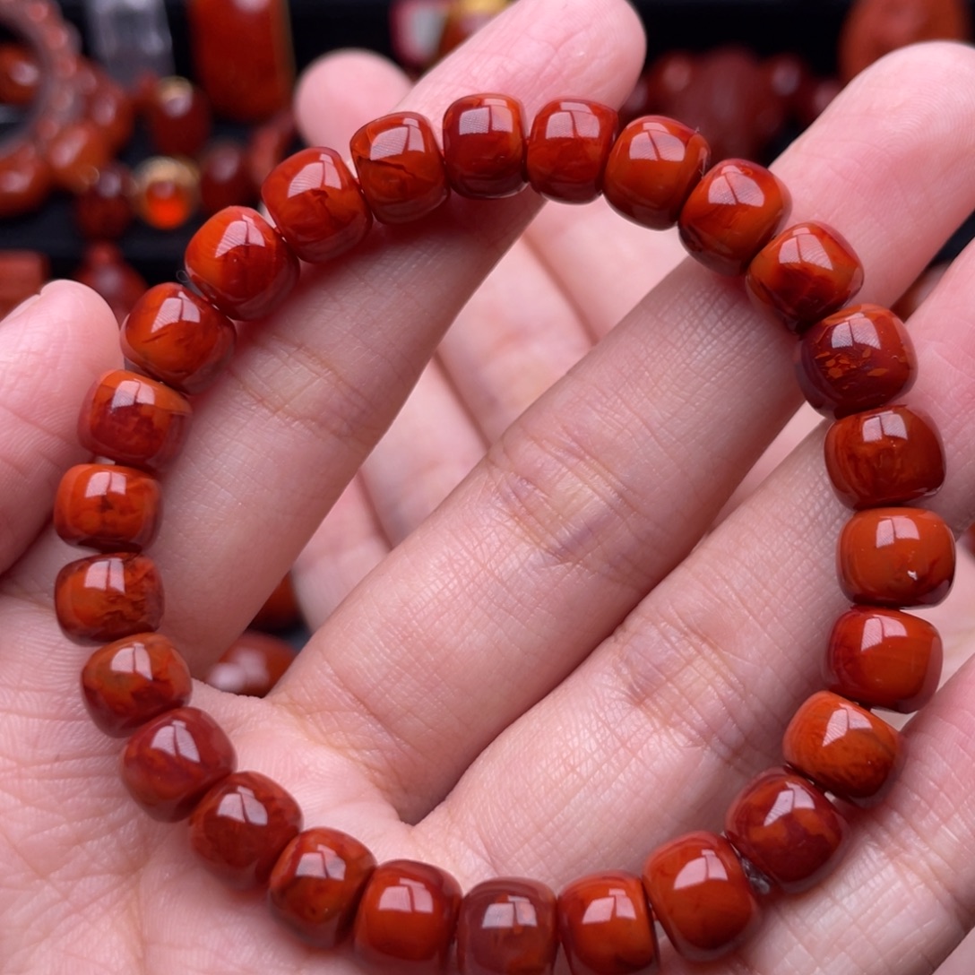 南红玛瑙未镶嵌珠宝奇石单圈8.5mm