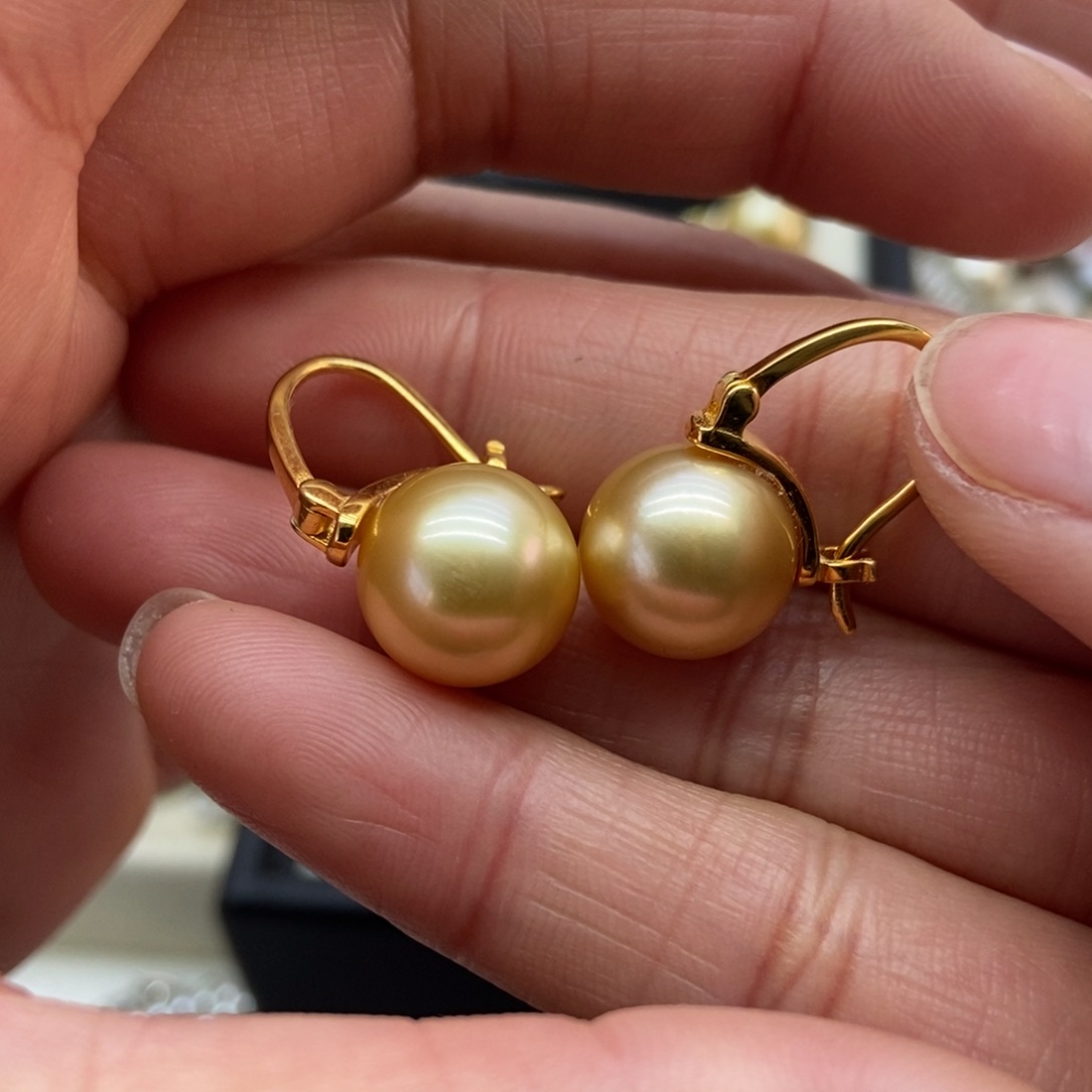 海水珍珠耳饰银S925镶嵌
