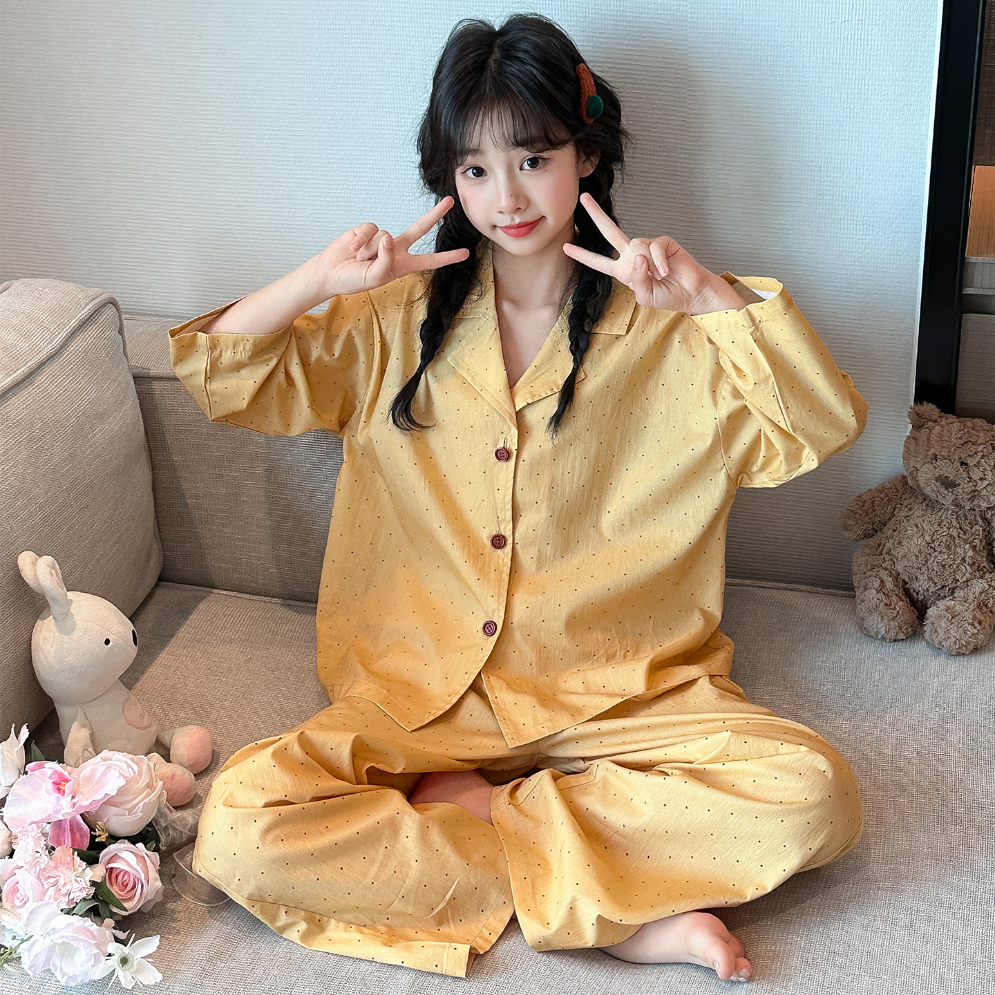 女童甜美睡衣春秋新款公主可爱家居服两件套中大童6-12岁女孩套装