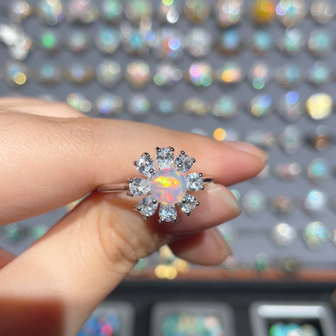 银S925镶嵌欧泊欧泊戒指